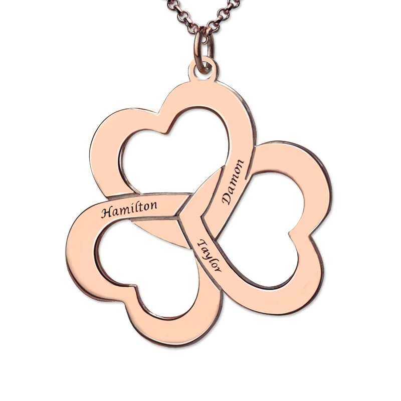 AILIN Rose Gold Color Personalized Triple Heart Shamrocks Necklace With Name Love Heart Eternity Necklace Family Gift for Mom
AILIN Rose Gold Color Personalized Triple Heart Shamrocks Necklace With Name Love Heart Eternity Necklace Family Gift for Mom