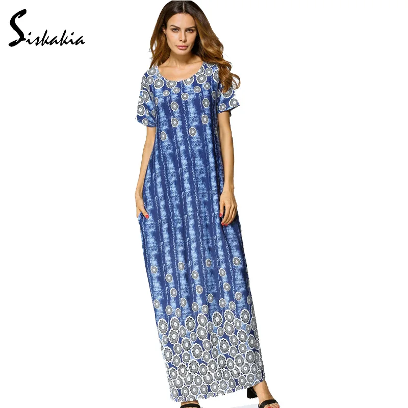 Siskakia Vintage Elegant Blue Dandelion print maxi long Dress Summer 2018 women's Comfortable big sizes straight T shirt Dresses
Siskakia Vintage Elegant Blue Dandelion print maxi long Dress Summer 2018 women's Comfortable big sizes straight T shirt Dresses