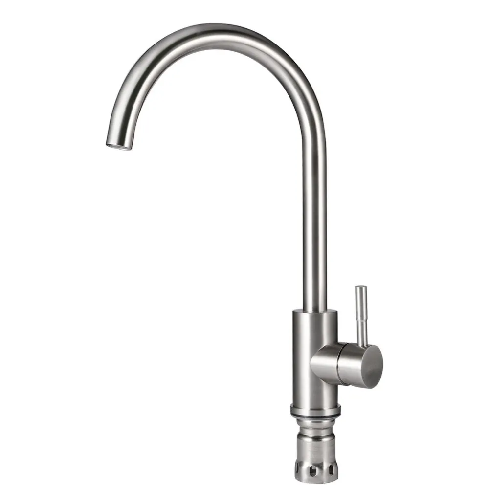 

ICOCO Stainless Steel Faucet Single Handle Brushed High Arc Pull Out Sprayer Kitchen Sink Faucet Pull Down