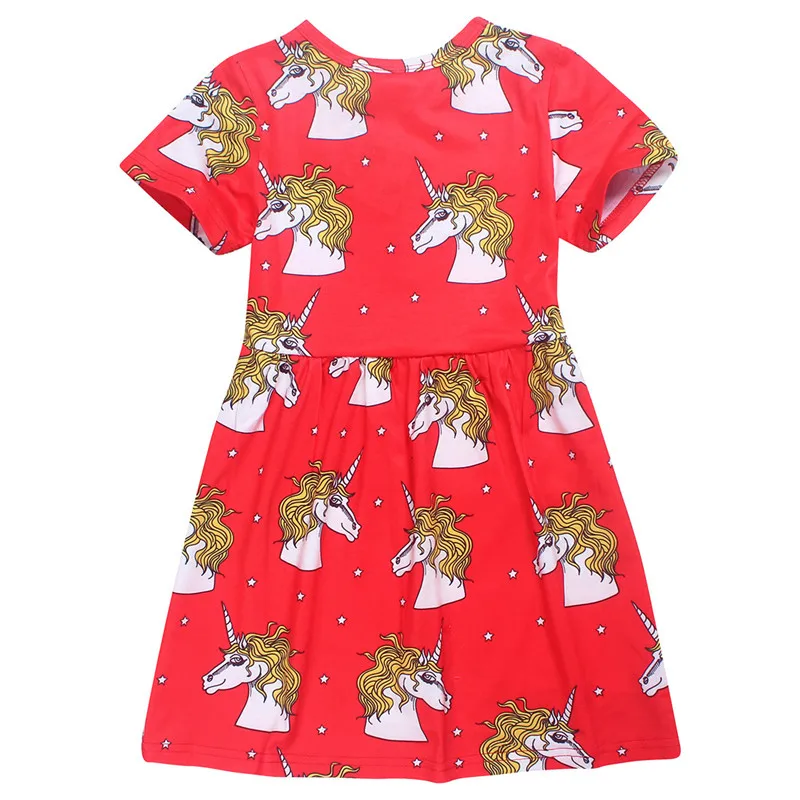 Girls Dress Cerise Unicorn Star Woven Dress Red Unicorn Star princess Dress White for girls kids clothing bobo choses (5)
