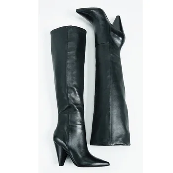 brand soft leather+pu knee high boots for woman sexy pointed toe wedges boots high heels all matched riding winter boots women
brand soft leather+pu knee high boots for woman sexy pointed toe wedges boots high heels all matched riding winter boots women
