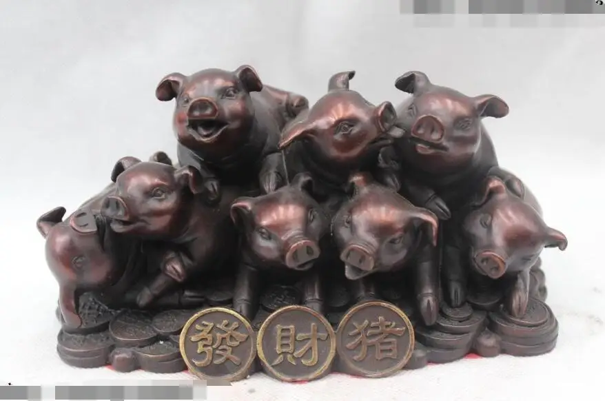S02845 5"Chinese China Fengshui Bronze Zodiac Year Money Pigs Statue statuary Sculpture (B0413)
S02845 5"Chinese China Fengshui Bronze Zodiac Year Money Pigs Statue statuary Sculpture (B0413)