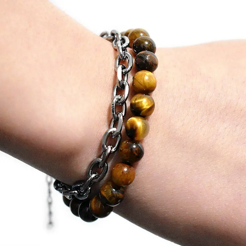 Stainless Steel Chain Beaded Double Wrap Bracelet, Yellow Tigers Eye, 8mm, beads bracelet wrap around bead bracele
Stainless Steel Chain Beaded Double Wrap Bracelet, Yellow Tigers Eye, 8mm, beads bracelet wrap around bead bracele