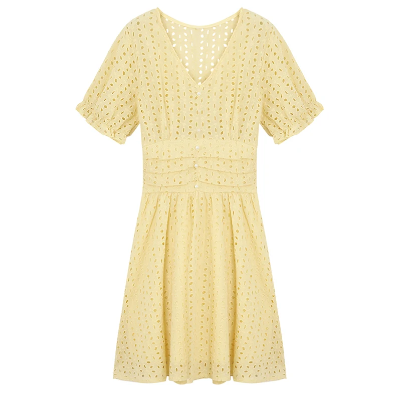 PERHAPS U white blue yellow light green v neck hollow out short sleeve mini solid Imitation pearl button women summer D1729
PERHAPS U white blue yellow light green v neck hollow out short sleeve mini solid Imitation pearl button women summer D1729