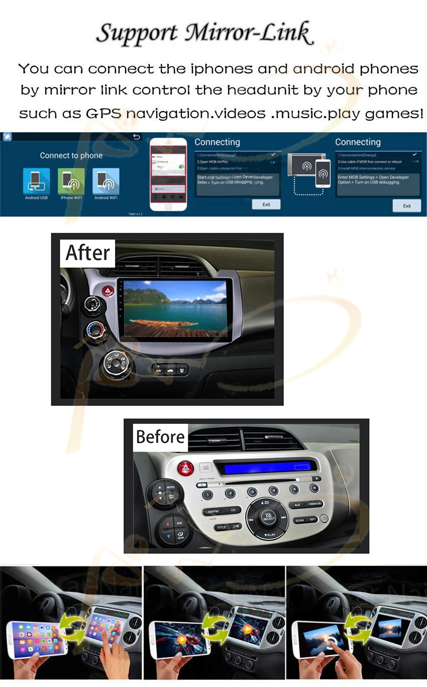 Sale Android 8.1 Car Radio GPS Navigation Player for Honda Fit 2007-2013 Car Stereo Multimedia Video Head Unit Wifi Bluetooth Scree 5