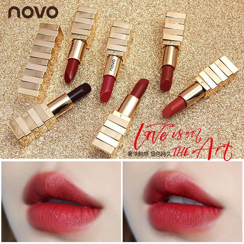 NOVO 6 Colors Matte Velvet Lipstick Makeup Korean Style Silky Waterproof Long-lasting Lip Stick Golden Smooth Nourishing Batom
NOVO 6 Colors Matte Velvet Lipstick Makeup Korean Style Silky Waterproof Long-lasting Lip Stick Golden Smooth Nourishing Batom
