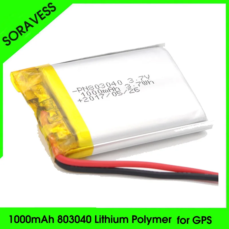3.7V 1000mAh 803040 Lithium Polymer Li-Po ion Rechargeable Battery For MP4 MP5 GPS PSP mobile Pocket PC e-books bluetooth
3.7V 1000mAh 803040 Lithium Polymer Li-Po ion Rechargeable Battery For MP4 MP5 GPS PSP mobile Pocket PC e-books bluetooth