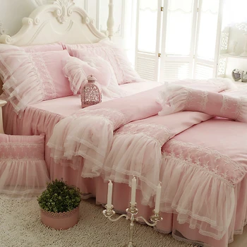 Luxury Lace Home Textiles Queen Comfirter Bedding Sets Gifts Pink Princess Room Kids Duvet Cover Bed Linen Pillow Bed Skirt 4pcs
Luxury Lace Home Textiles Queen Comfirter Bedding Sets Gifts Pink Princess Room Kids Duvet Cover Bed Linen Pillow Bed Skirt 4pcs