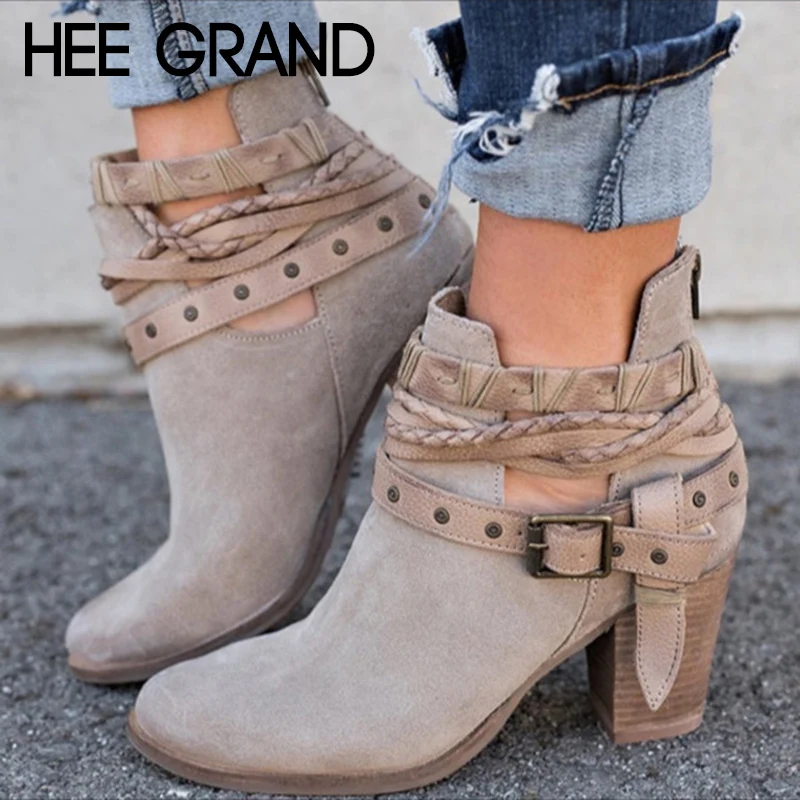 HEE GRAND 2018 spring Women Bandage High Heels Boots Vintage Short Boots Ankle Shoes Flock Leather Boots Mujer Shoes XWX6884
HEE GRAND 2018 spring Women Bandage High Heels Boots Vintage Short Boots Ankle Shoes Flock Leather Boots Mujer Shoes XWX6884