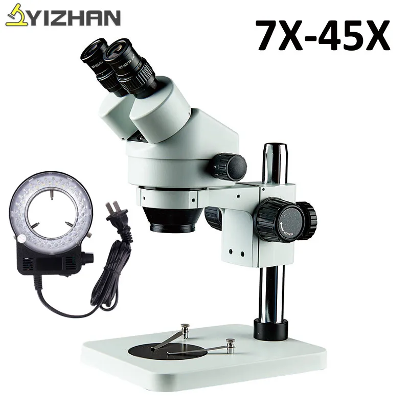 7X-45X Professional Table Pillar Stand Binocular Stereo Zoom Microscope Inspection PCB Microscopio Binocular with Led Ring Light
7X-45X Professional Table Pillar Stand Binocular Stereo Zoom Microscope Inspection PCB Microscopio Binocular with Led Ring Light