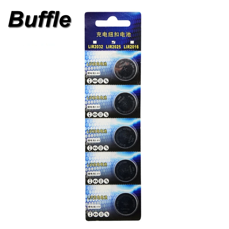 5x Buffle Lithium Li-ion 30mAh 3.6V Rechargeable LIR2025 Button Cells Coin Batteries Replace for CR2025 NEW
5x Buffle Lithium Li-ion 30mAh 3.6V Rechargeable LIR2025 Button Cells Coin Batteries Replace for CR2025 NEW