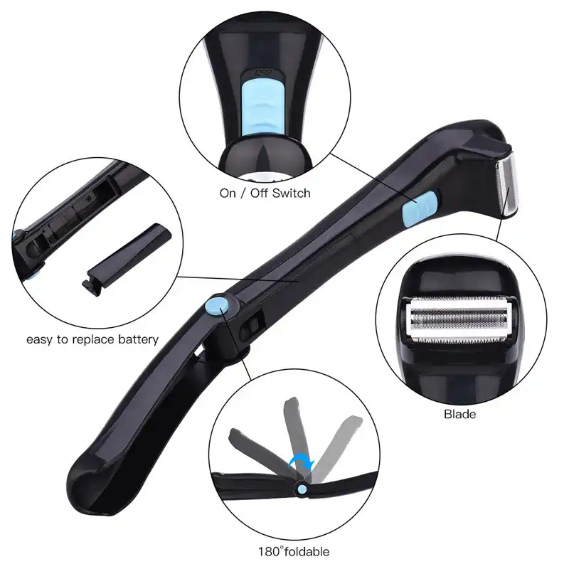 Electric Back Hair Shaver Razor Adjustable Stretchable Handle