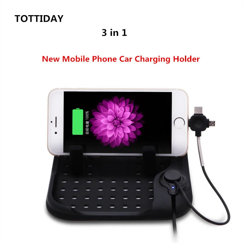 TOTTIDAY Car Phone Holder 3 in 1 Charger Plug Cable for iPhone XS 8 Plus Samsung Android Type-C Phones Anti- slip Silicone Pad
TOTTIDAY Car Phone Holder 3 in 1 Charger Plug Cable for iPhone XS 8 Plus Samsung Android Type-C Phones Anti- slip Silicone Pad