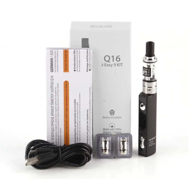 Latest Vaporizer JUSTFOG Q16C Kit Vape Pen with 900mAh battery 1.9ml Q16C Clearomizer 1.6ohm Coil Electronic Cigarette vape kit