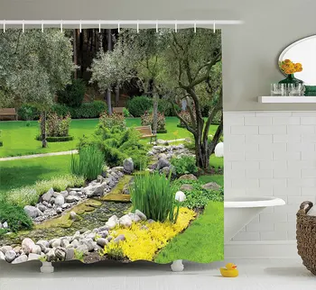 Garden Decor Shower Curtain Japanese Park Style Recreational View with Pond Grass Stones and Trees Landscape Decor Set
Garden Decor Shower Curtain Japanese Park Style Recreational View with Pond Grass Stones and Trees Landscape Decor Set