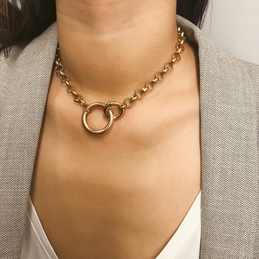 KMVEXO Vintage Punk Curb Chain Necklace for Women 2019 New Gold Silver Big Round Pendant Collar Choker Sweater Chain Necklaces
KMVEXO Vintage Punk Curb Chain Necklace for Women 2019 New Gold Silver Big Round Pendant Collar Choker Sweater Chain Necklaces
