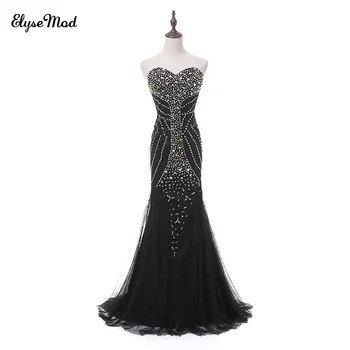 Perfect Combination Sweetheart Mermaid Black Evening Dresses Court Train Tulle Luxury Beads and Crystal Prom Gown
Perfect Combination Sweetheart Mermaid Black Evening Dresses Court Train Tulle Luxury Beads and Crystal Prom Gown