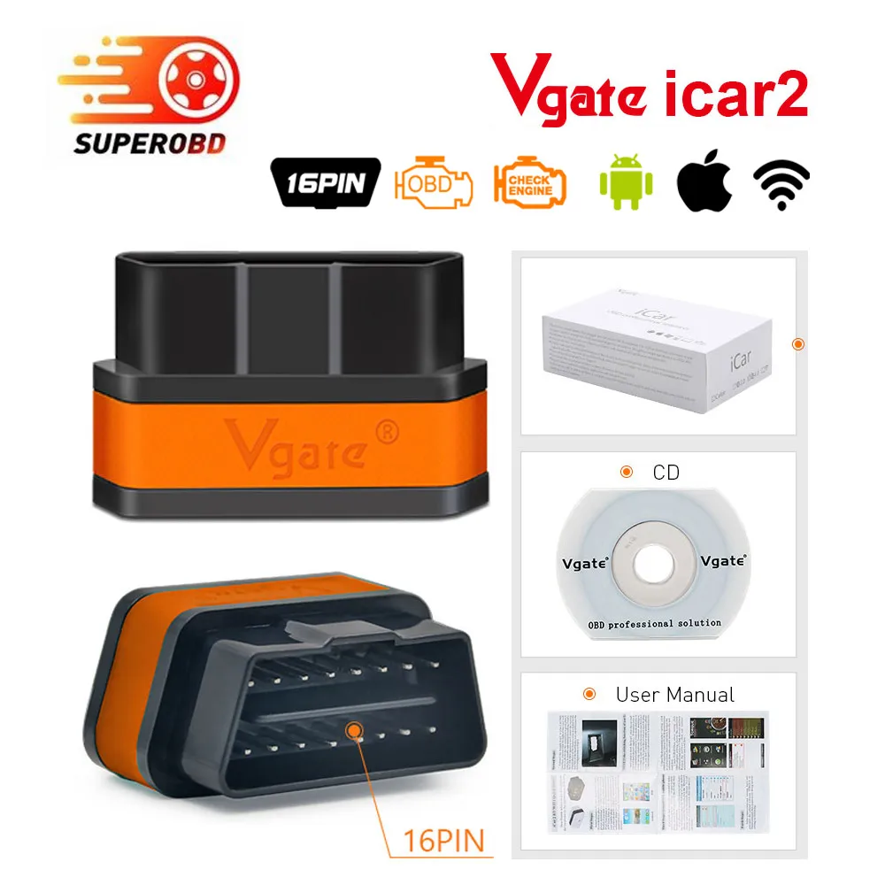 Vgate icar2 Wifi OBD2 Diagnostic-tool ELM327 wifi OBD 2 Scanner Mini ELM327 for android/PC/IOS Code Reader
Vgate icar2 Wifi OBD2 Diagnostic-tool ELM327 wifi OBD 2 Scanner Mini ELM327 for android/PC/IOS Code Reader