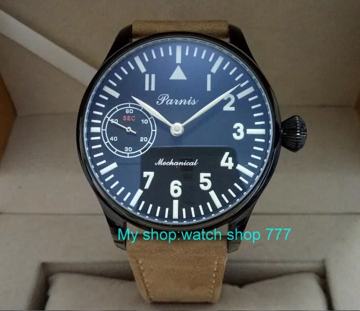 44mm PARNIS black dial Asian 6497/3600 Mechanical Hand Wind movement PVD case men's watch Mechanical watches 55sy
44mm PARNIS black dial Asian 6497/3600 Mechanical Hand Wind movement PVD case men's watch Mechanical watches 55sy