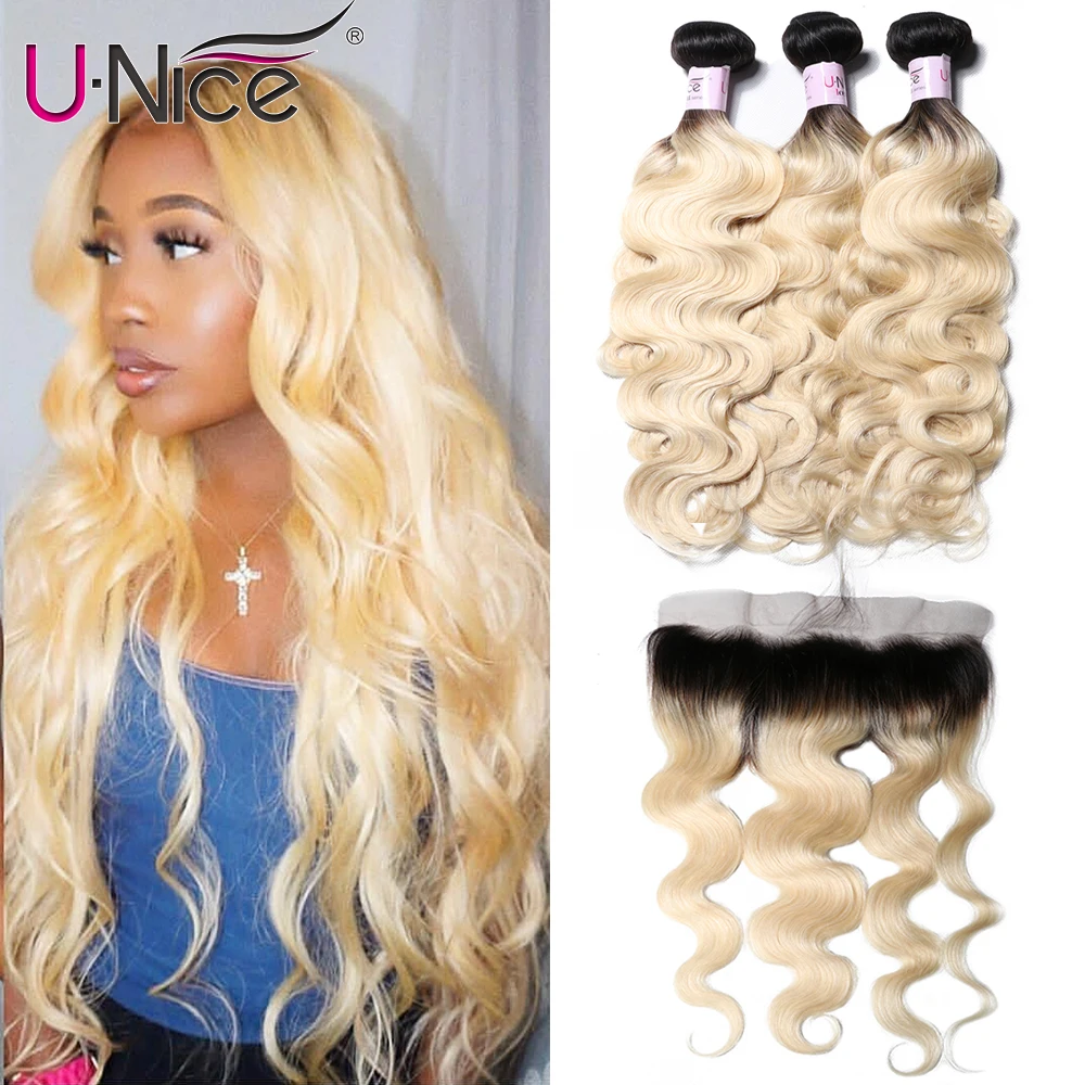 Unice Hair Brazilian Human Hair 2 Tone Dark Roots Ombre Blonde Hair 3 Bundles With Lace Closure 1B/613 Body Wave Color Hair Weft
Unice Hair Brazilian Human Hair 2 Tone Dark Roots Ombre Blonde Hair 3 Bundles With Lace Closure 1B/613 Body Wave Color Hair Weft