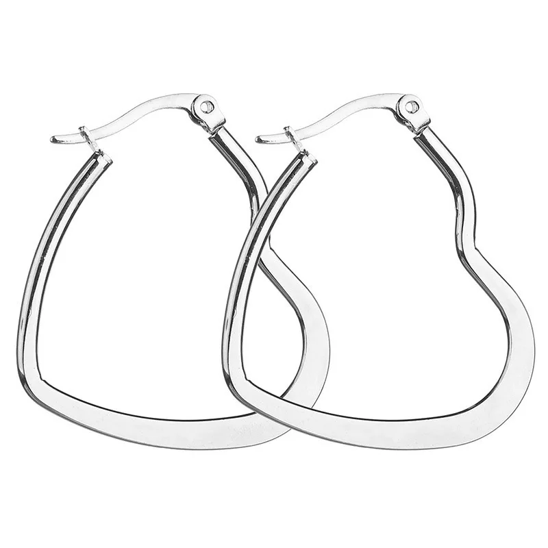 25mm 35mm Hollow Love Heart Stainless Steel Hoop Earrings Silver Color Loop Geometric Accessories | Украшения и аксессуары