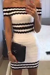 Black White Red Color Ladies HL Bandage Dress Sexy Off the Shoulder Bodycon Mini Dress Elegant Evening Party Dress
Black White Red Color Ladies HL Bandage Dress Sexy Off the Shoulder Bodycon Mini Dress Elegant Evening Party Dress