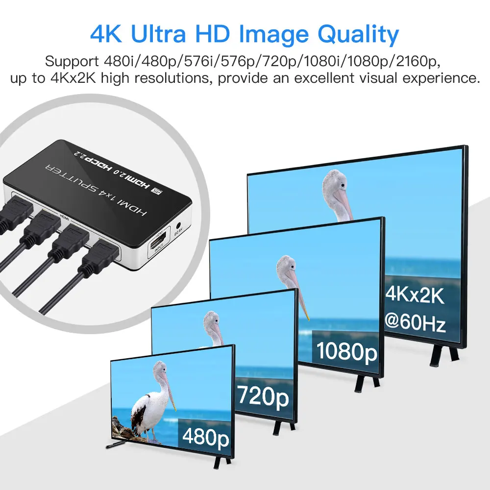 HDMI Splitter 1x4 4K 1 In 4 Out HDMI Converter Support FULL HD 4Kx2K 3D compatible with PS3 PS4 Xbox PC Laptop HDTV HDMI Monitor
HDMI Splitter 1x4 4K 1 In 4 Out HDMI Converter Support FULL HD 4Kx2K 3D compatible with PS3 PS4 Xbox PC Laptop HDTV HDMI Monitor