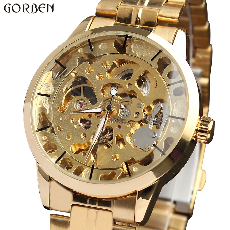 New Busines Golden Skeleton Dial Stainless Steel Band Case Hand Winding Automatic Mechanical Wrist Men's Watch Luxury M103
New Busines Golden Skeleton Dial Stainless Steel Band Case Hand Winding Automatic Mechanical Wrist Men's Watch Luxury M103