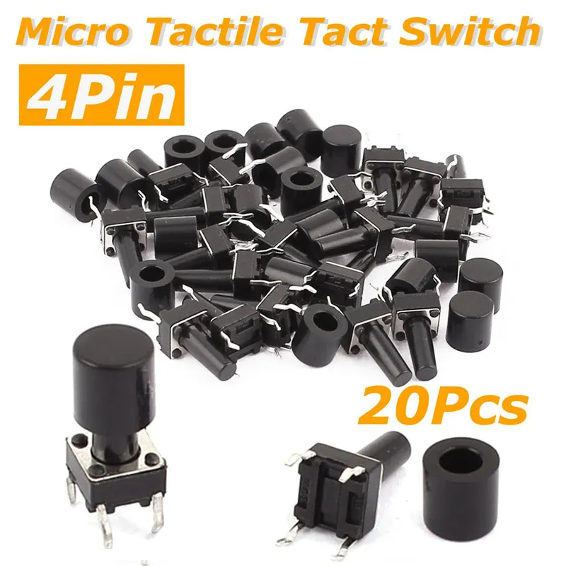 20pcs/lot 6x6x12mm 4pin Best Quality Mini Micro Momentary Tactile Push Button Switch Switch and Switch Caps Together
20pcs/lot 6x6x12mm 4pin Best Quality Mini Micro Momentary Tactile Push Button Switch Switch and Switch Caps Together