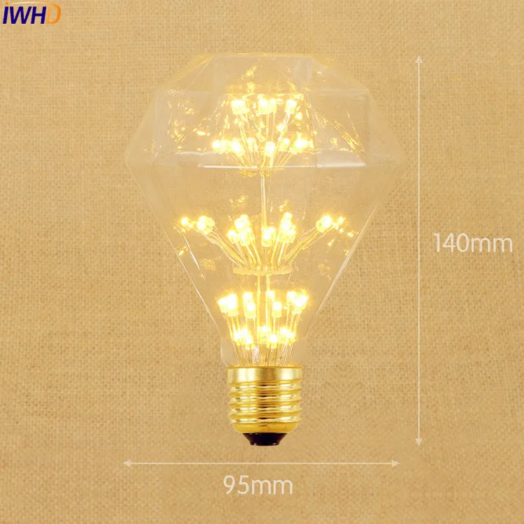 IWHD Diamond Lampada Edison Bulb Lamp E27 3W Bombilla Retro Vintage Light Bulb St64 A19 G95 G80 St58 T10 T185 T225 T30 
IWHD Diamond Lampada Edison Bulb Lamp E27 3W Bombilla Retro Vintage Light Bulb St64 A19 G95 G80 St58 T10 T185 T225 T30