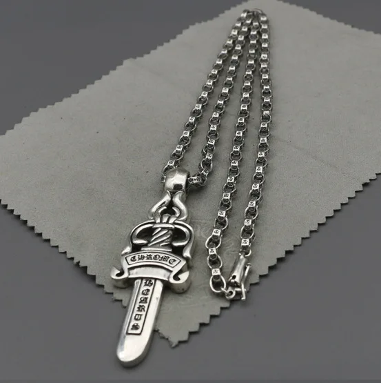 925 Sterling Silver Sword Pendant Male Evil Spirits Jewelry Fashion Personality Trend Retro Thai Silver Clavicle Chain Pendant
925 Sterling Silver Sword Pendant Male Evil Spirits Jewelry Fashion Personality Trend Retro Thai Silver Clavicle Chain Pendant