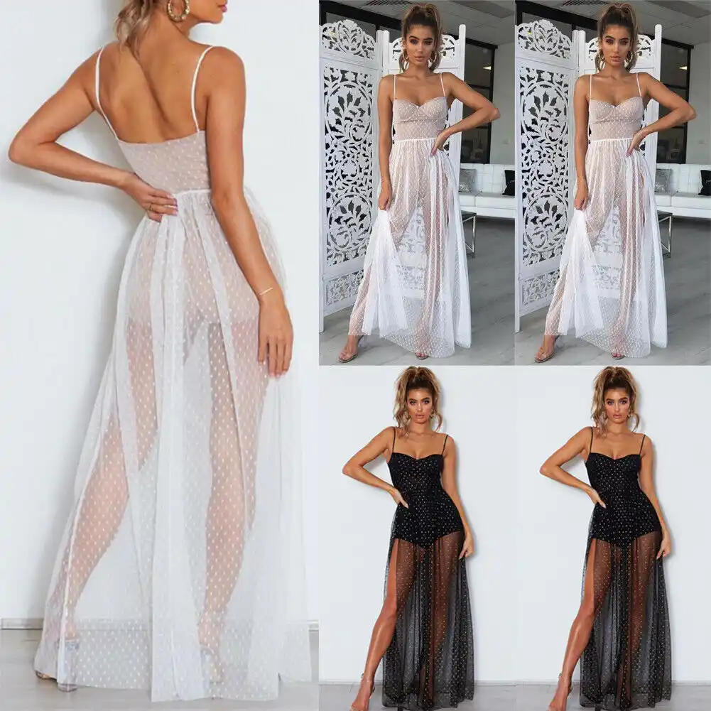 lace sheer maxi dress