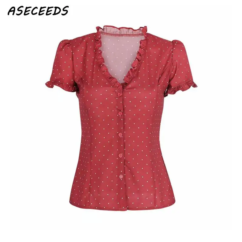 Vintage womens tops and blouses Summer sexy Ruffled V neck chiffon blouse 2019 Boho short sleeve button polka dot women's shirt
Vintage womens tops and blouses Summer sexy Ruffled V neck chiffon blouse 2019 Boho short sleeve button polka dot women's shirt