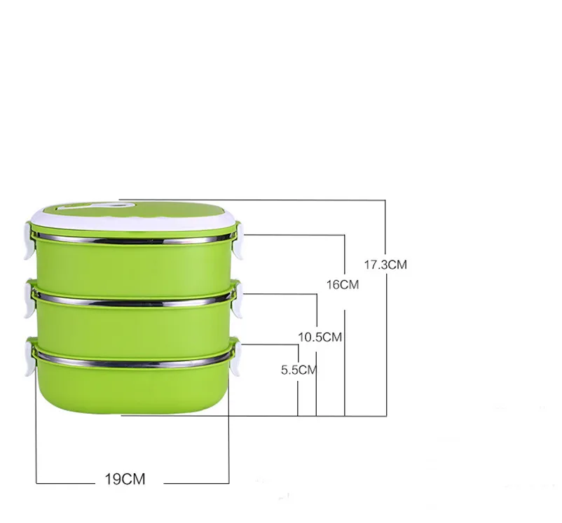 Three Layers Thermos Lunch Box Food Containers Childrens Thermal Bowls