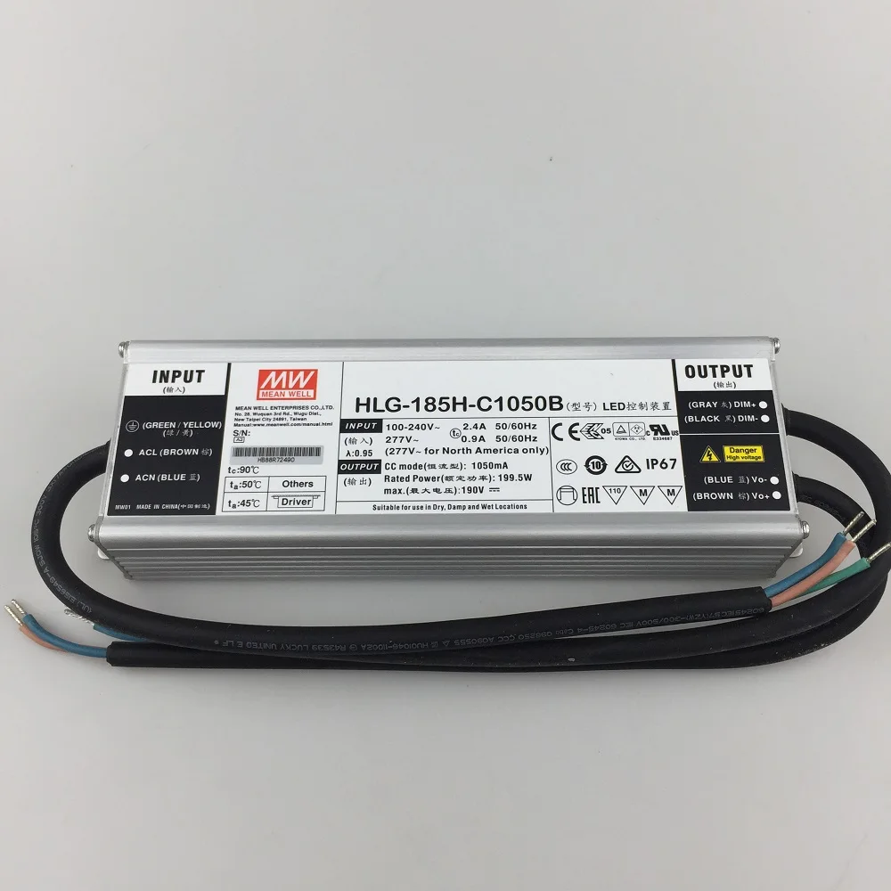 Meanwell dimmable 200w driver HLG-185H-C1050B waterproof LED Power Supply for CREE Cob CXB3590 led grow light
Meanwell dimmable 200w driver HLG-185H-C1050B waterproof LED Power Supply for CREE Cob CXB3590 led grow light