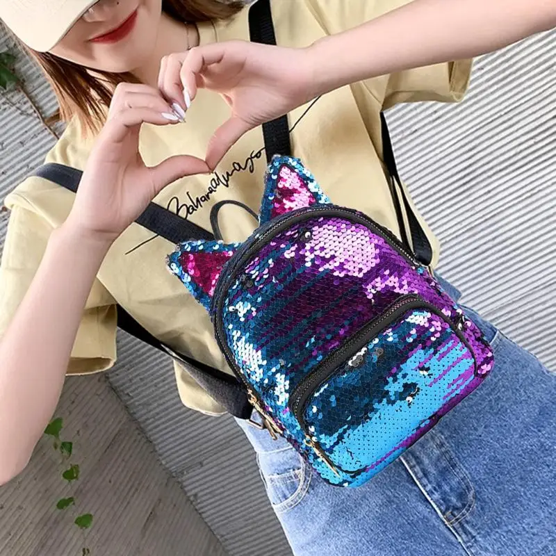 Cute Sequins Cat Ear Travel Backpacks Women Casual Shoulder School Bags Multiple Colour Preppy Style Small Knapsack Rucksack New
Cute Sequins Cat Ear Travel Backpacks Women Casual Shoulder School Bags Multiple Colour Preppy Style Small Knapsack Rucksack New