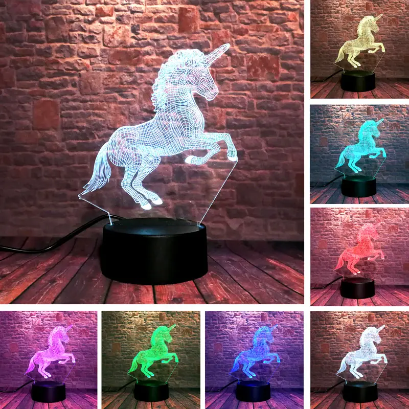 3D Illusion LED NightLight Luminous Colorful Touch Flash Light Desk Lamp Unicornio Figure Unicorn Party Model Toys
3D Illusion LED NightLight Luminous Colorful Touch Flash Light Desk Lamp Unicornio Figure Unicorn Party Model Toys