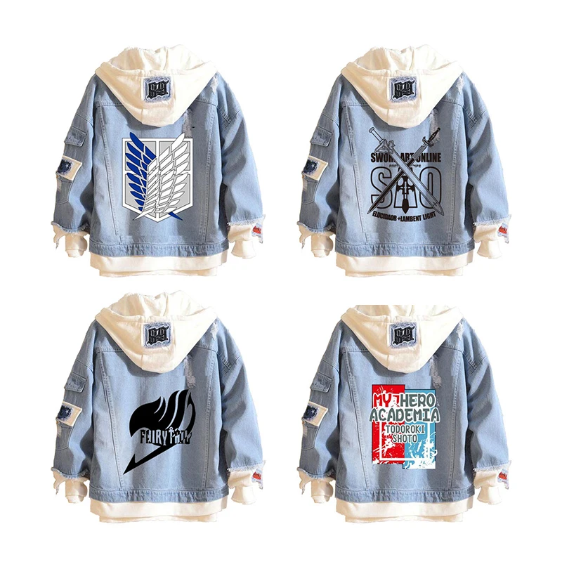 Attack on Titan Wings of Freedom Casual Jacket Sword art online Cosplay Denim Jacket Autumn Hooded Sweatshirt Unisex Coat
Attack on Titan Wings of Freedom Casual Jacket Sword art online Cosplay Denim Jacket Autumn Hooded Sweatshirt Unisex Coat
