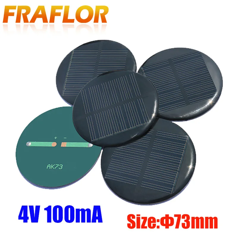 2Pcs/lot 73mm Diameter 4V 100mA Monocrystalline Silicon Poly Mini Round Solar Cell Panel Module DIY for Phone Light Toys Charger
2Pcs/lot 73mm Diameter 4V 100mA Monocrystalline Silicon Poly Mini Round Solar Cell Panel Module DIY for Phone Light Toys Charger
