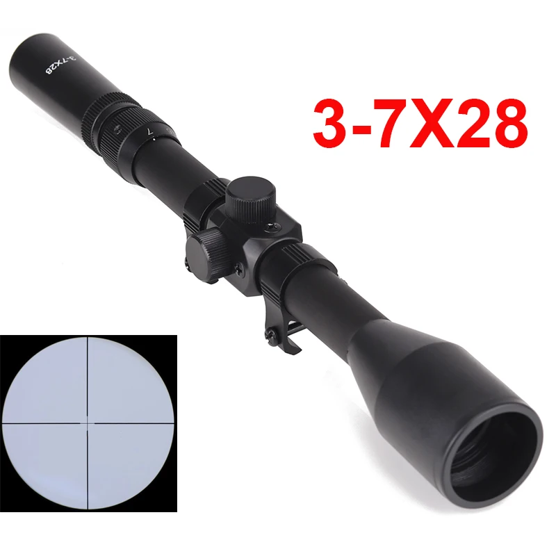 

Hunting Optics 3-7x28 Riflescope Telescopic Sniper Scope Sight Rifle Gun Weapon Scopes With Mounts Crosshair For Outdoor Airsoft