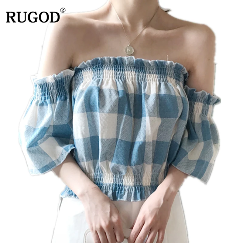 RUGOD 2019 New Summer Short Casual Vintage Plaid off shoulder Puff Sleeve Chiffon Elegant Sweet Holiday womens tops and blouses
RUGOD 2019 New Summer Short Casual Vintage Plaid off shoulder Puff Sleeve Chiffon Elegant Sweet Holiday womens tops and blouses