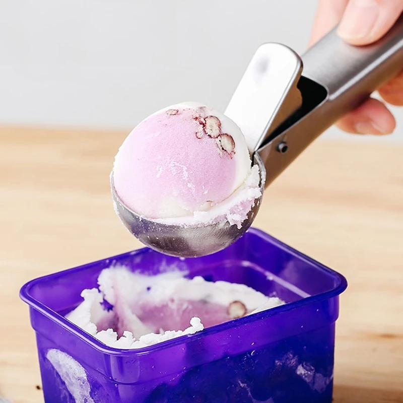 Stainless Steel Ice Cream Scoop Water Melon Scoops Easy Trigger Ice Yogurt Cookie Scoop Dough Meat Balls Spoon Kitchen Tools (5)