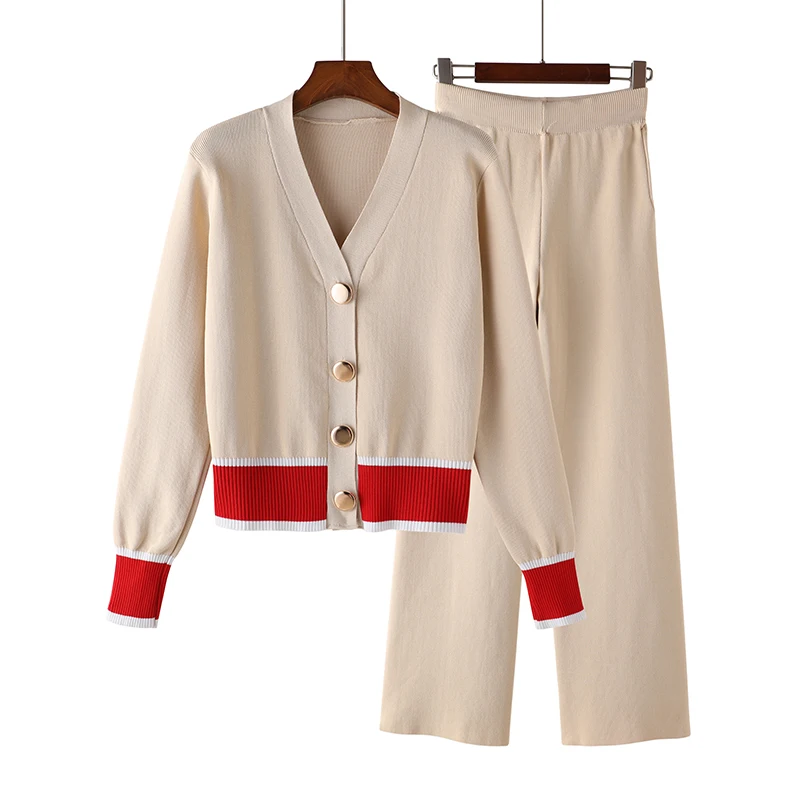 Knit Sweater Women's Spring and Autumn Temperament College Wind Long Sleeve Short Cardigan Tops Wide Leg Pants Two-piece Set
Knit Sweater Women's Spring and Autumn Temperament College Wind Long Sleeve Short Cardigan Tops Wide Leg Pants Two-piece Set