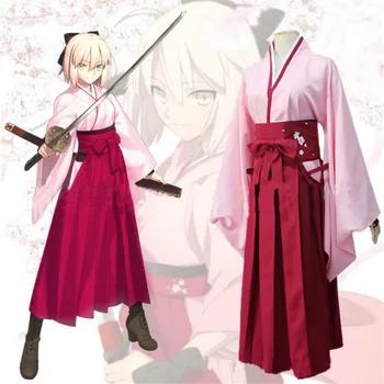 Cosplay Anime Fate/Grand Order Okita Souji saber costumes dress Japanese pink kimono adult women Halloween carnival costume
Cosplay Anime Fate/Grand Order Okita Souji saber costumes dress Japanese pink kimono adult women Halloween carnival costume
