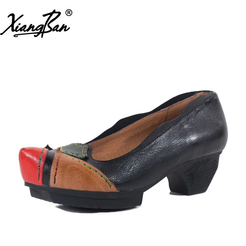 Xiangban women leather pumps casual shoes mid heels pointed toe slip on womens heels handmade K933K1 
Xiangban women leather pumps casual shoes mid heels pointed toe slip on womens heels handmade K933K1