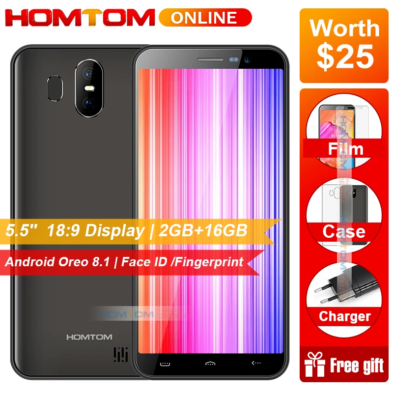 HOMTOM S17 Android 8.1 Quad Core MT6580 5.5" 18:9 Full Screen Smartphone Face Unlock 2GB+16GB 3000mAh Mobile Phone
HOMTOM S17 Android 8.1 Quad Core MT6580 5.5" 18:9 Full Screen Smartphone Face Unlock 2GB+16GB 3000mAh Mobile Phone
