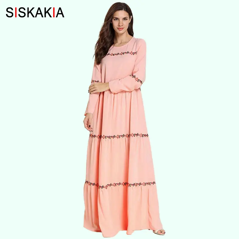 Siskakia Plus Size Women Long Dress Pink Floral Embroidery Draped Swing Patchwork Long Sleeve Dresses Autumn 2019 Sweet lady New
Siskakia Plus Size Women Long Dress Pink Floral Embroidery Draped Swing Patchwork Long Sleeve Dresses Autumn 2019 Sweet lady New