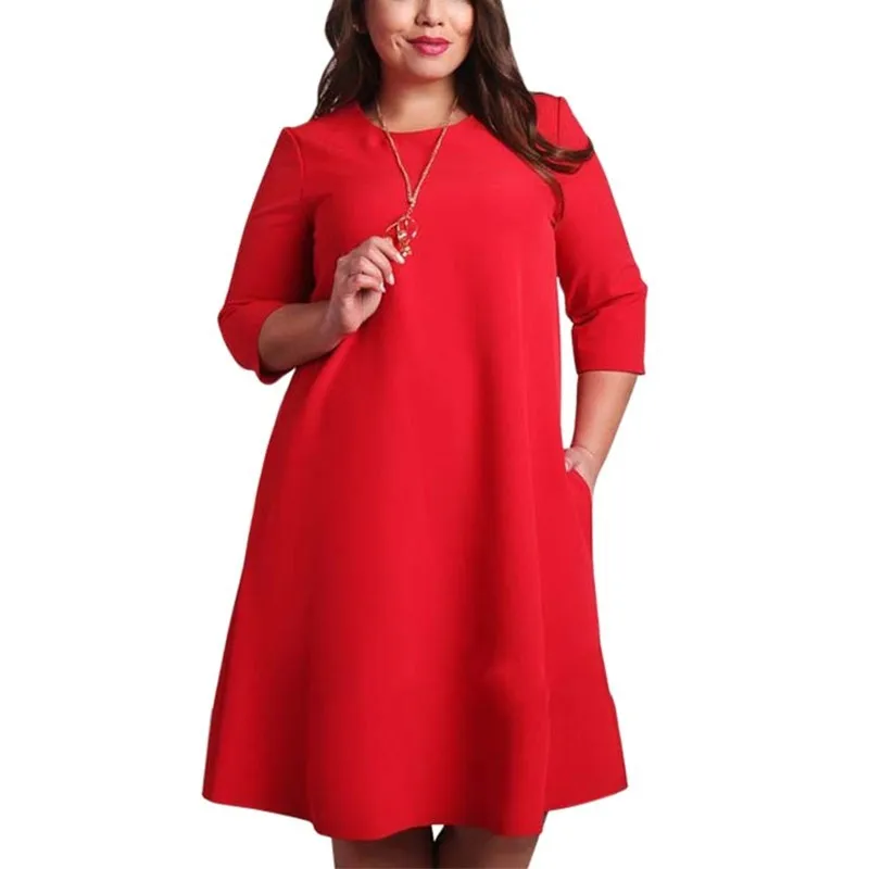 L-6XL Big Size Dresses Office Ladies Plus Size Casual Loose Autumn Dress Pockets Green Red Fashion Dress Vestidos Women Clothes
L-6XL Big Size Dresses Office Ladies Plus Size Casual Loose Autumn Dress Pockets Green Red Fashion Dress Vestidos Women Clothes