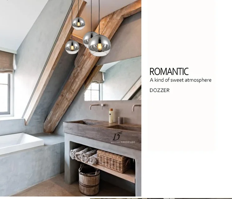 LuKLoy Modern Pendant Light Silver Glass Ball Pendant Lamp Kitchen Island Hanging Lamp Loft Bedside Suspension Lighting Fixtures (5)