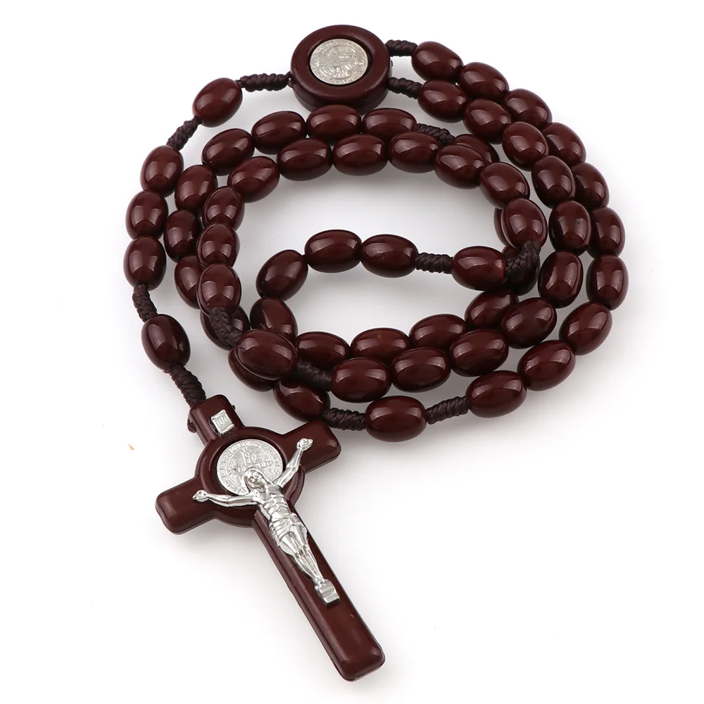 2 Color Resin Beads Cord Rosary Necklace St Benedict Medal Jesus Cross Pendant Necklace Catholic Fashion Religious jewelry
2 Color Resin Beads Cord Rosary Necklace St Benedict Medal Jesus Cross Pendant Necklace Catholic Fashion Religious jewelry